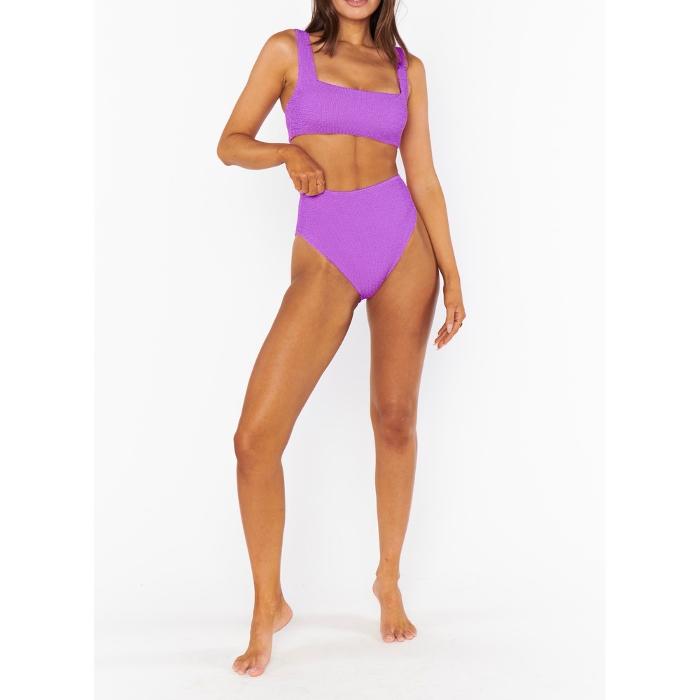 Show Me Your Mumu Purple Smocked High Waisted Bikini Bottoms Size 1X NWT